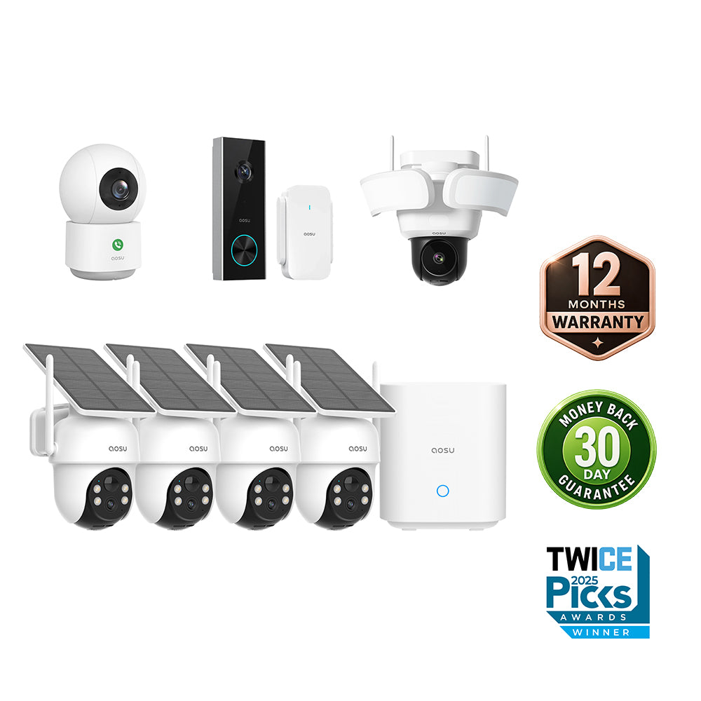 SolarCam D1 Classic Kit + Video Doorbell Pro + Floodlight Cam Pro + IndoorCam P1 Pro