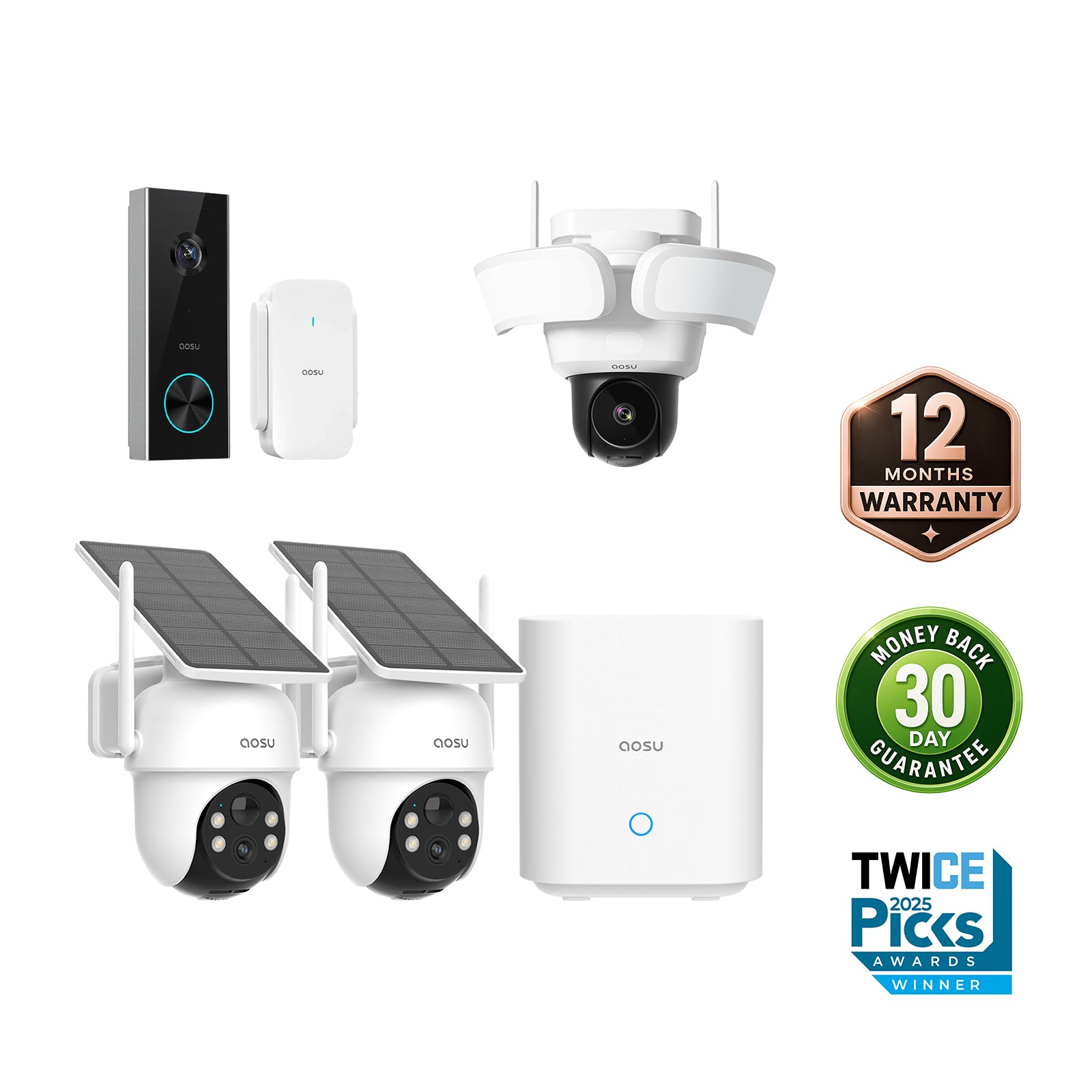 SolarCam D1 Classic Kit + Video Doorbell Pro + Floodlight Cam Pro