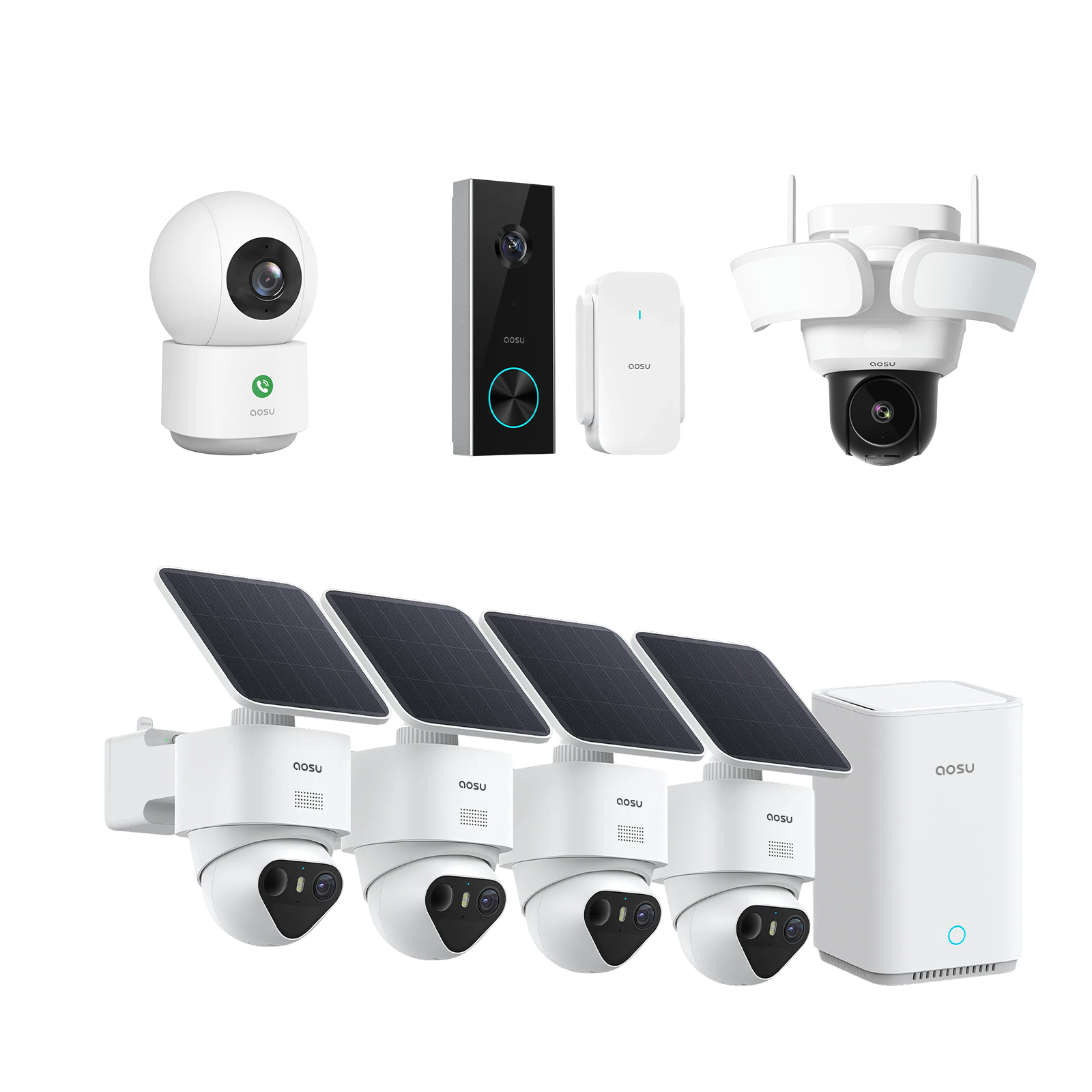 aosu T2 Ultra + Video Doorbell Pro + Floodlight Cam Pro + IndoorCam P1 Pro