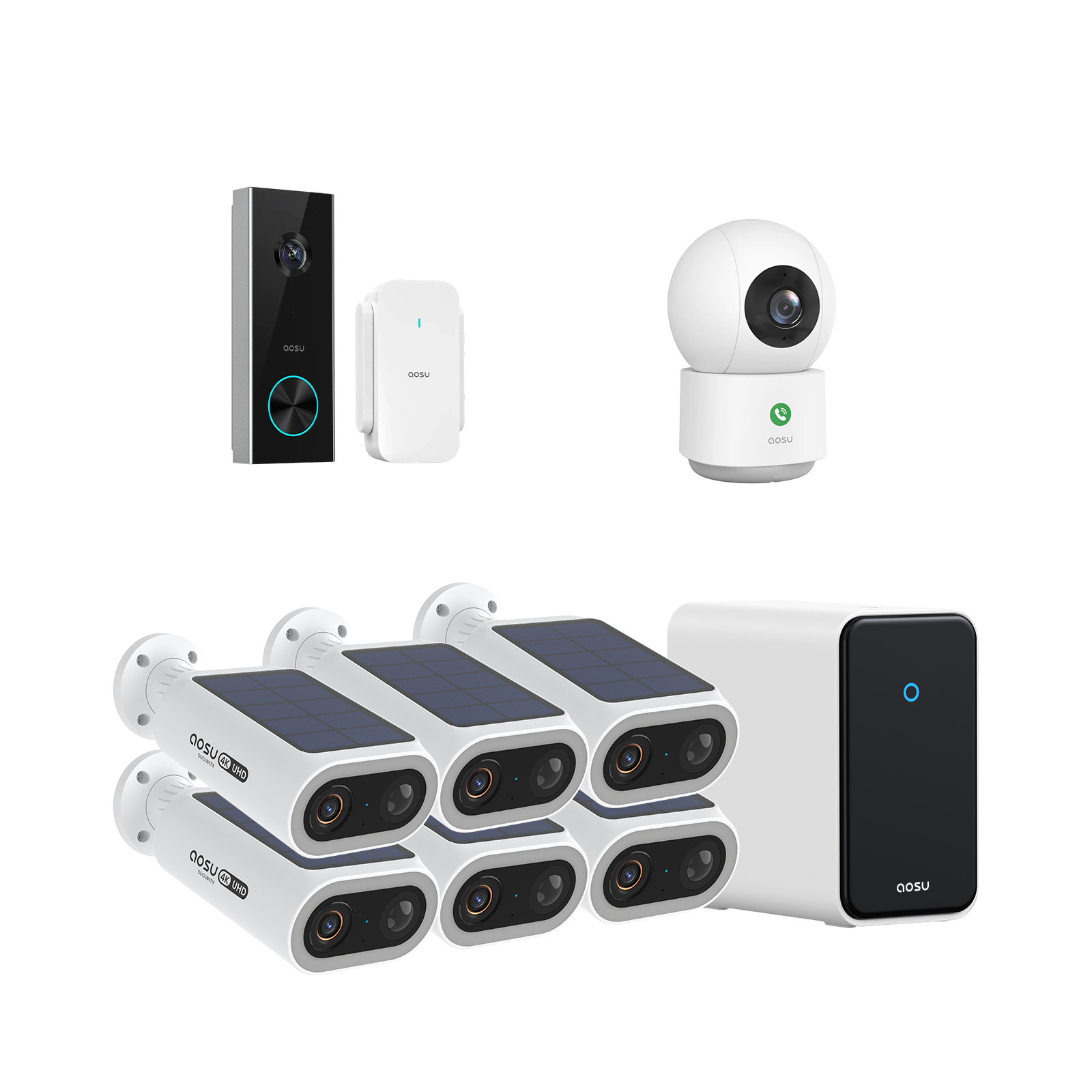 4K SolarCam P1 Max with aosuCortex System + Video Doorbell Pro + Indoo