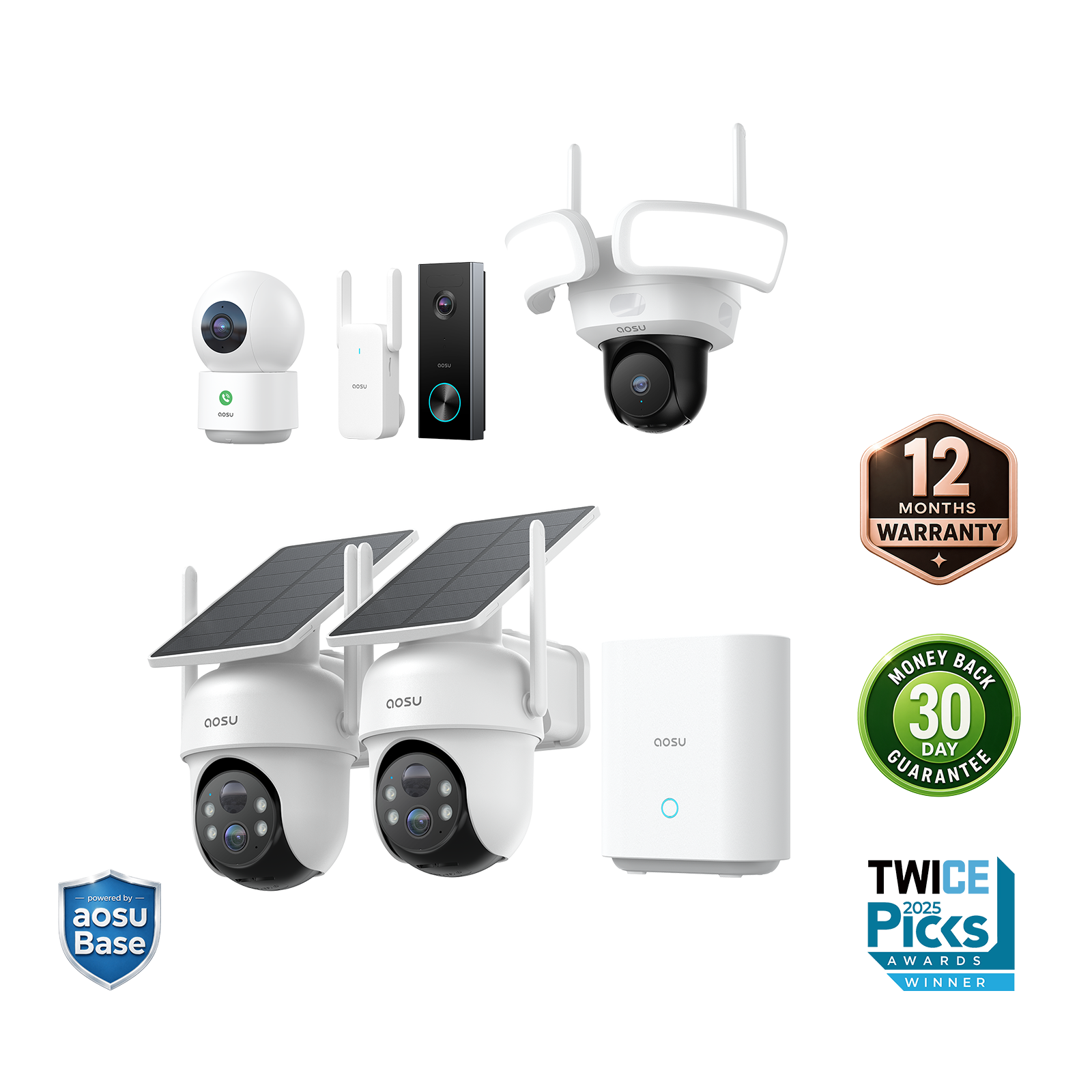 SolarCam D1 Classic Kit + Video Doorbell Pro + Floodlight Cam Pro + IndoorCam P1 Pro