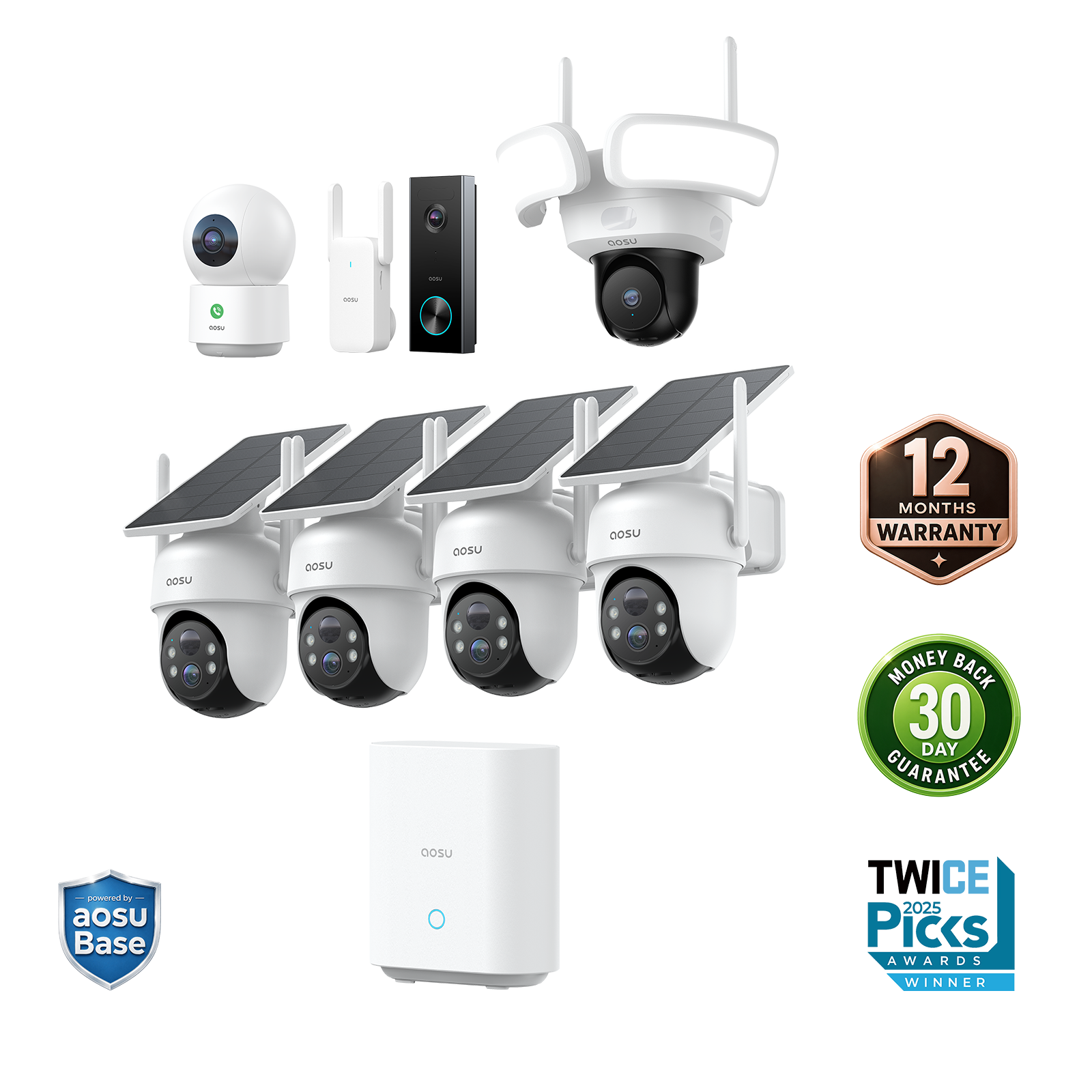 SolarCam D1 Classic Kit + Video Doorbell Pro + Floodlight Cam Pro + IndoorCam P1 Pro