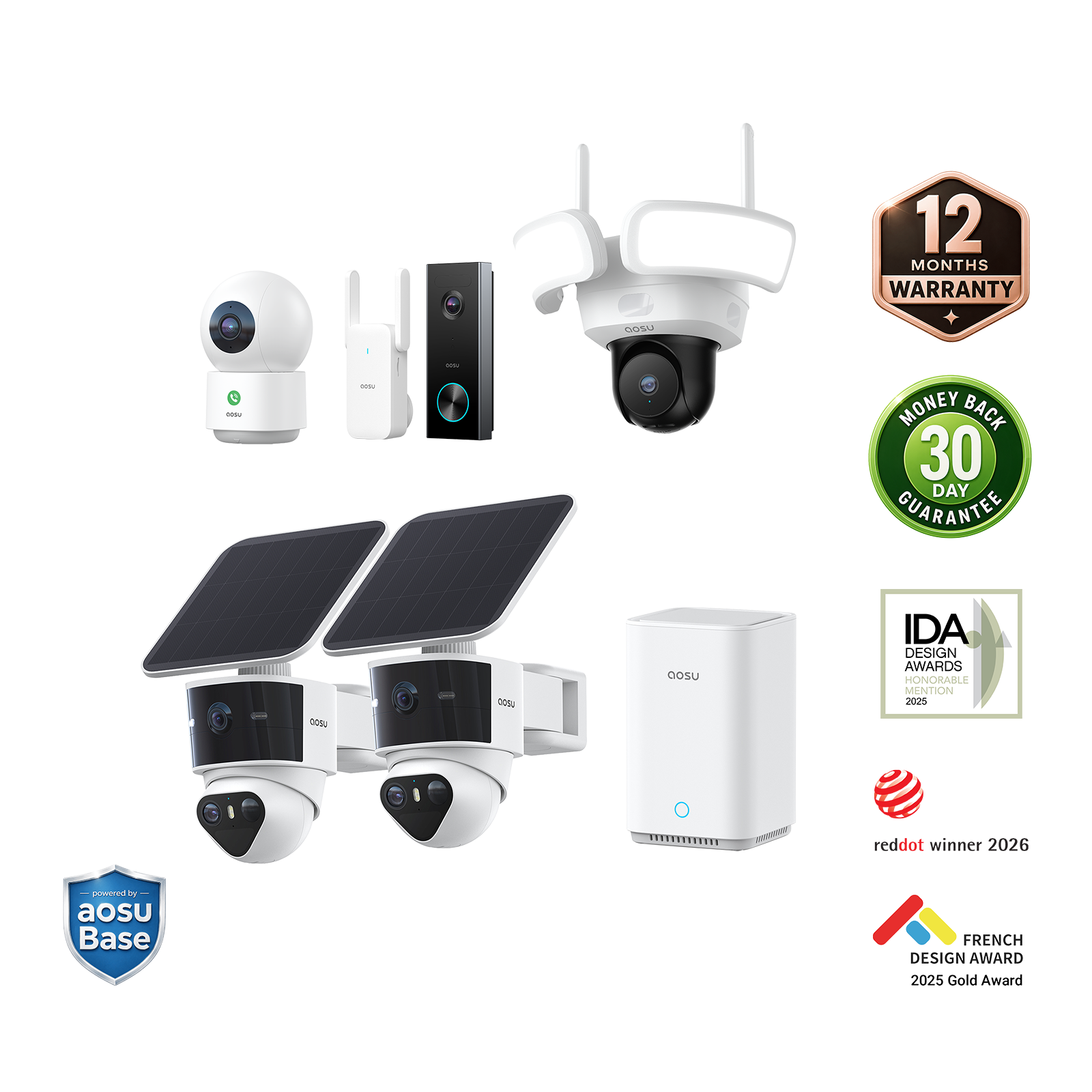 aosu T2 Pro + Video Doorbell Pro + Floodlight Cam Pro + IndoorCam P1 Pro