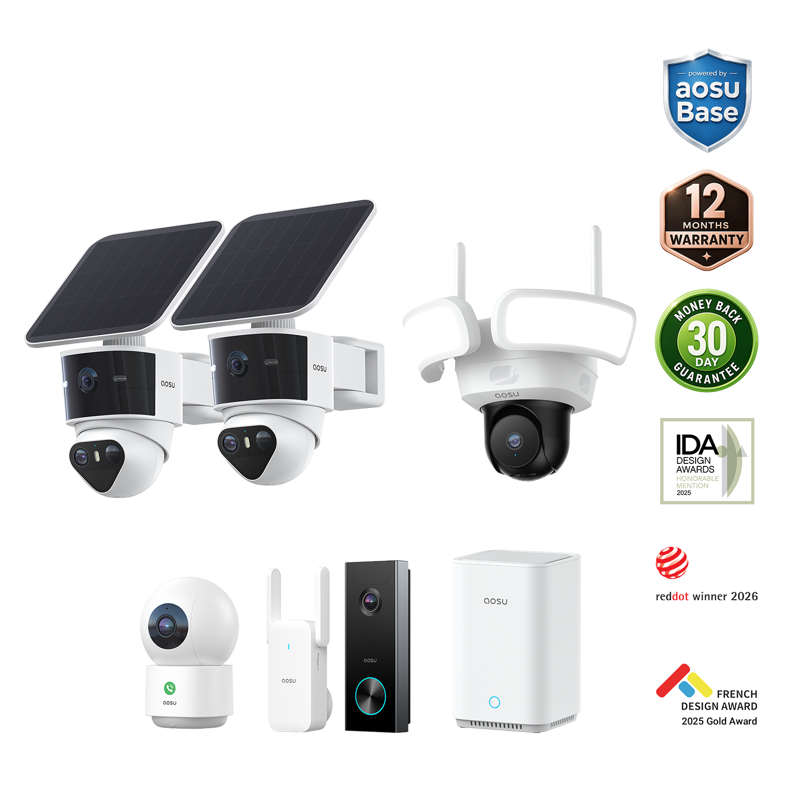 aosu T2 Pro + Video Doorbell Pro + Floodlight Cam Pro + IndoorCam P1 Pro