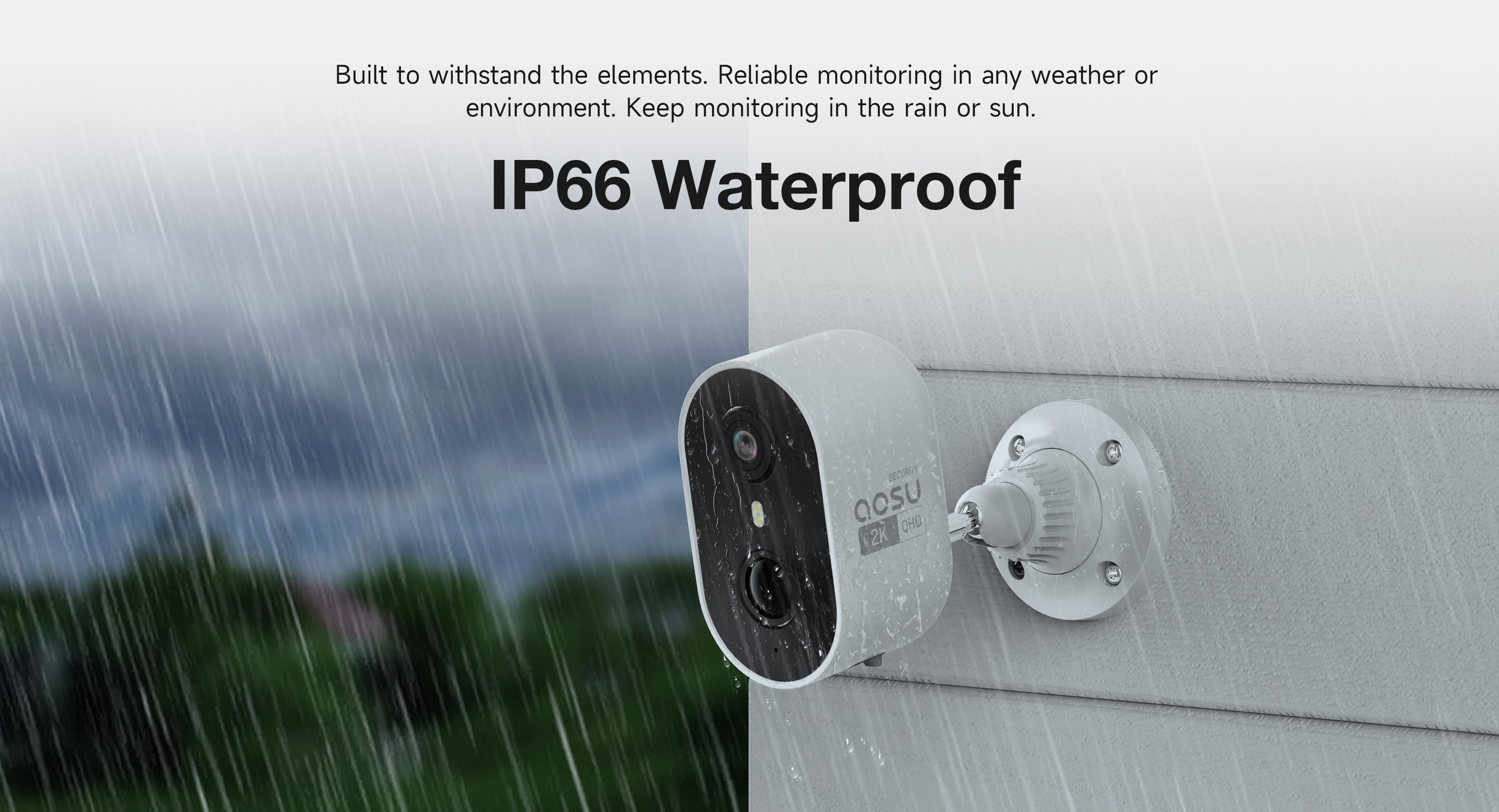 aosu's security camera features IP66 waterproof