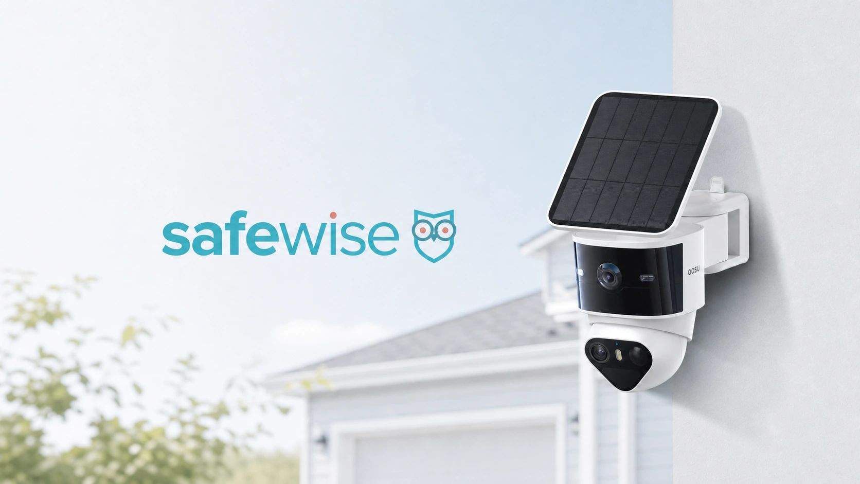 aosu SolarCam T2 Pro dual-lens security camera with a detachable solar panel