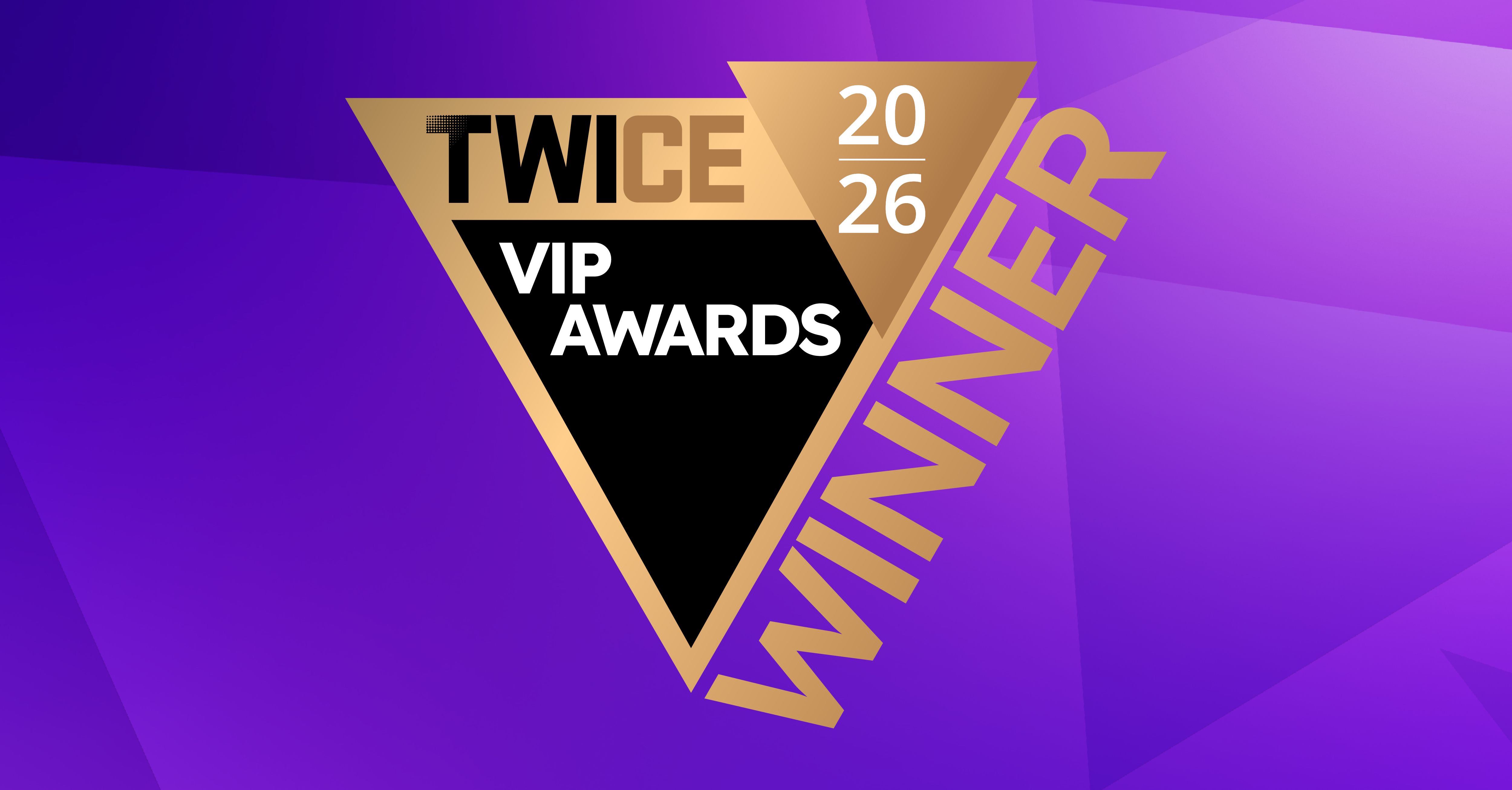 Official 2026 TWICE VIP Awards winner badge on a purple background
