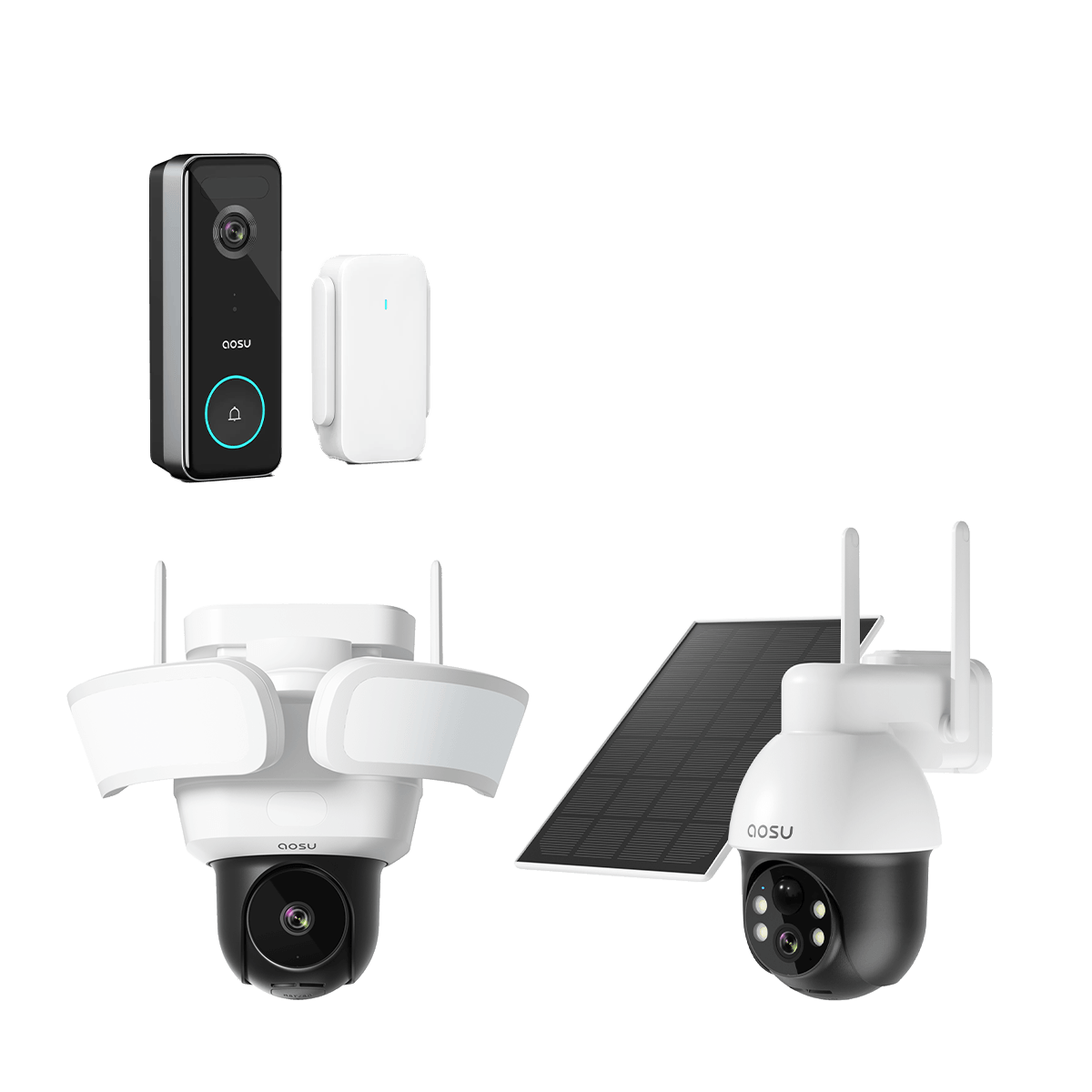 SolarCam D1 Lite + Video Doorbell Ultra + Floodlight Cam Pro