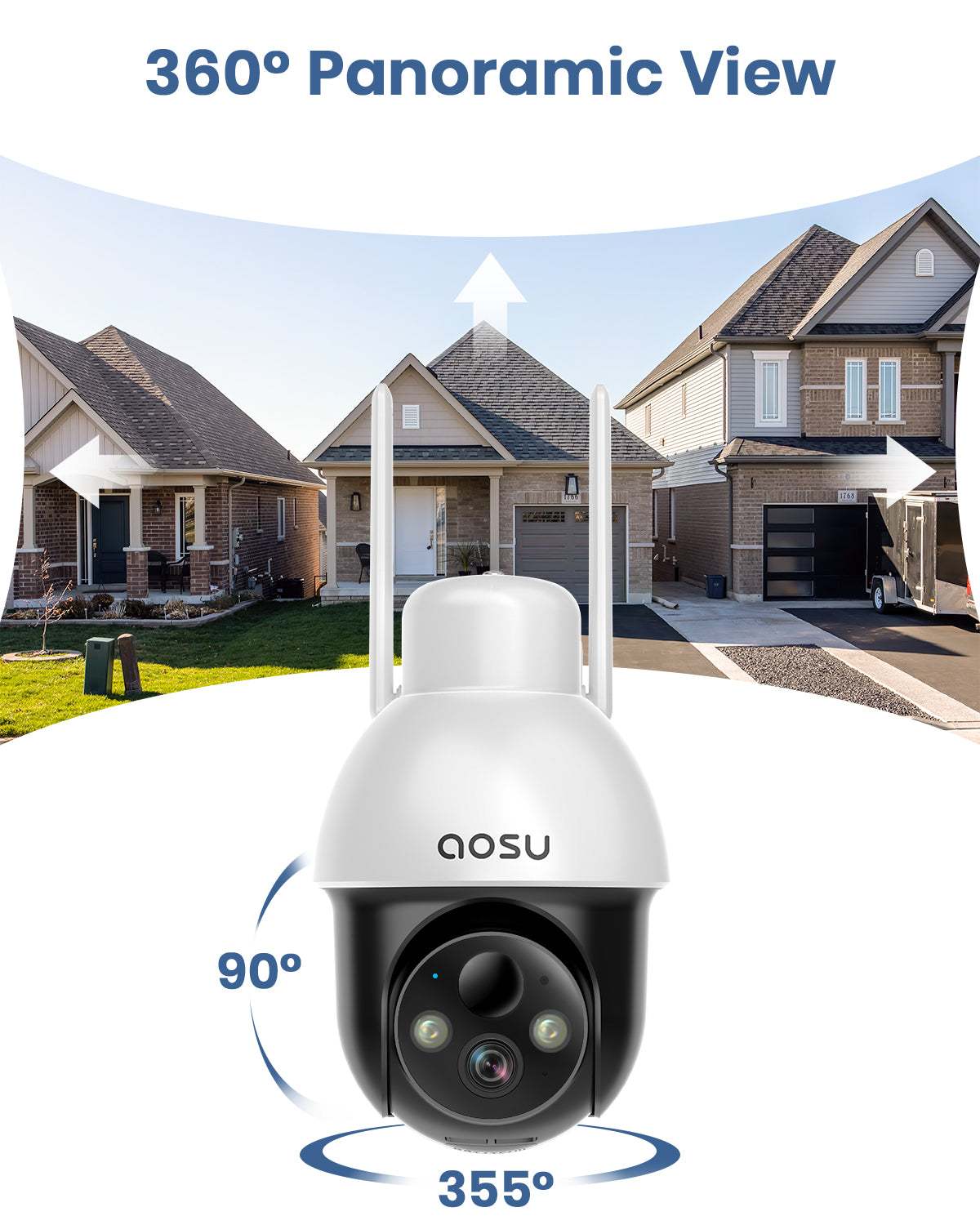 security camera features 360 degree panoramic view