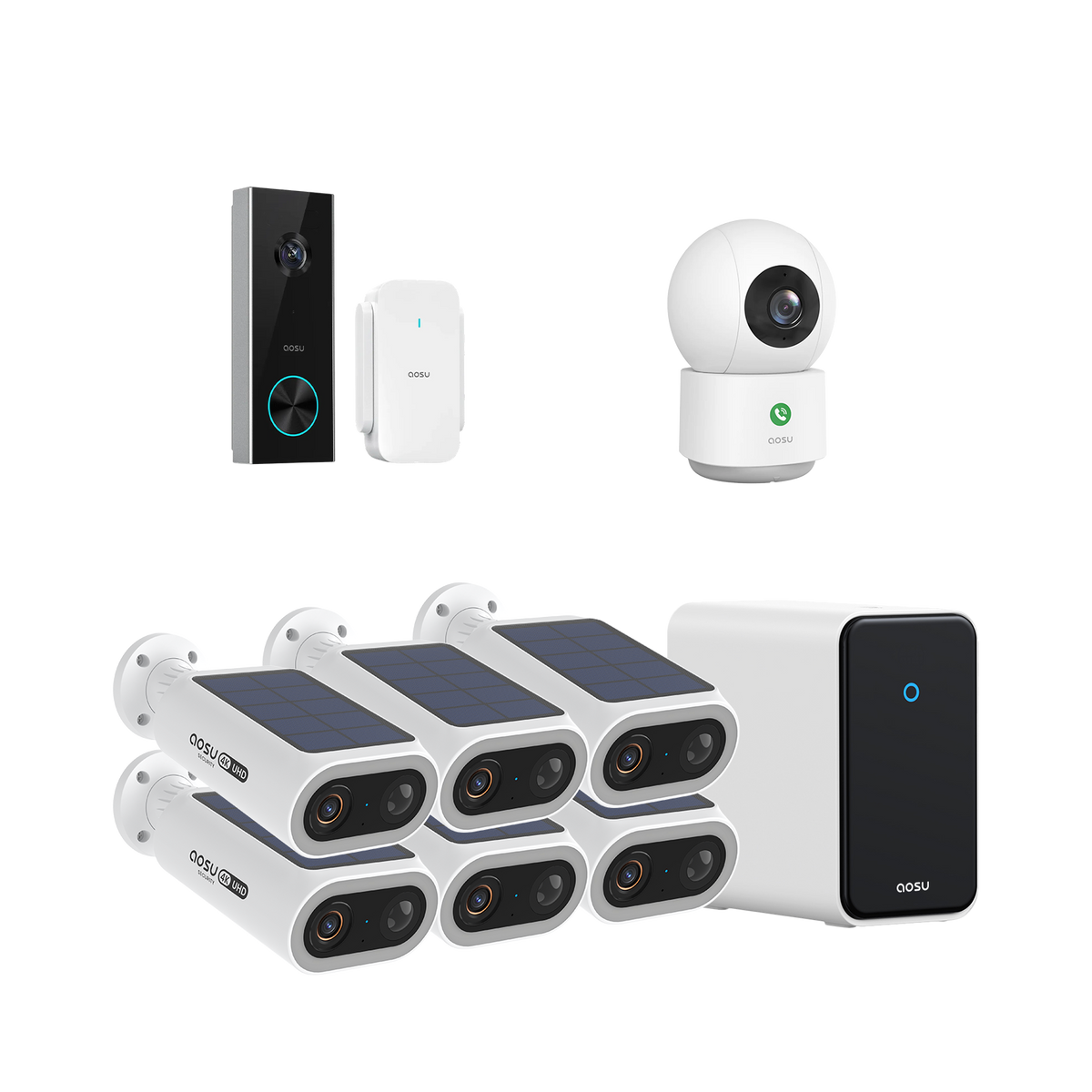 4K SolarCam P1 Max with aosuCortex System + Video Doorbell Pro + Indoo