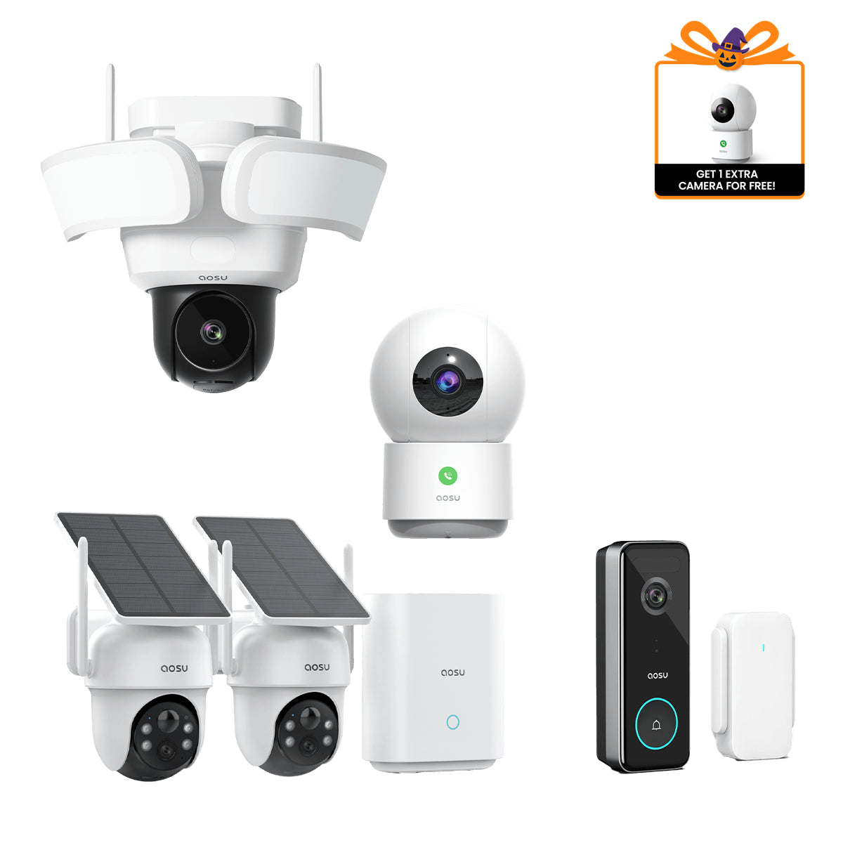SolarCam D1 Classic Kit + Video Doorbell Ultra + Floodlight Cam Pro + IndoorCam P1 Pro