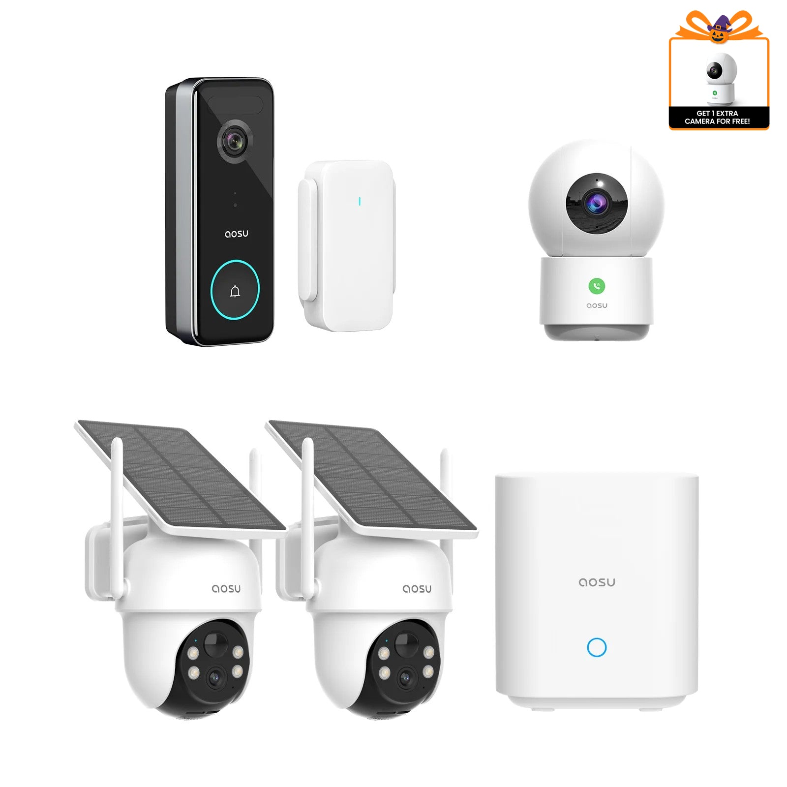 SolarCam D1 Classic Kit + Video Doorbell Ultra + IndoorCam P1 Pro