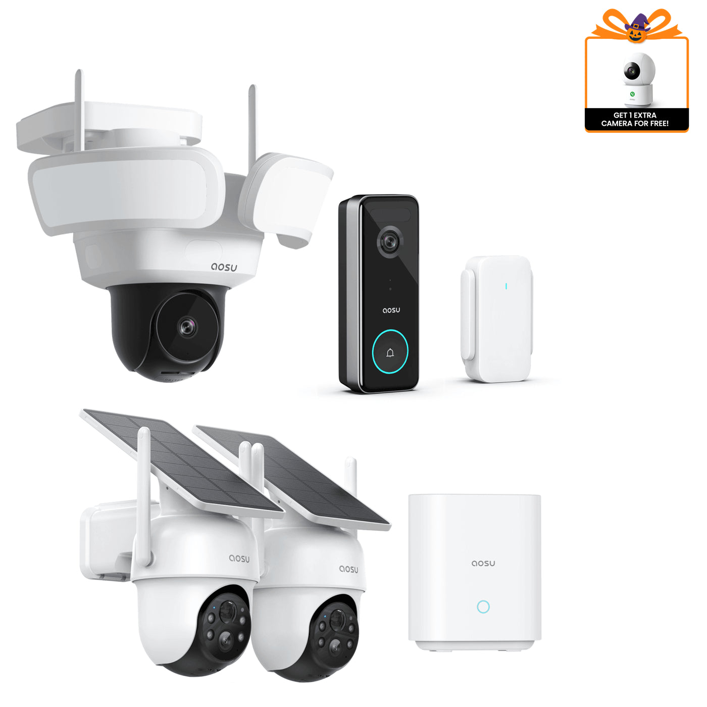 SolarCam D1 Classic Kit + Video Doorbell Ultra + Floodlight Cam Pro