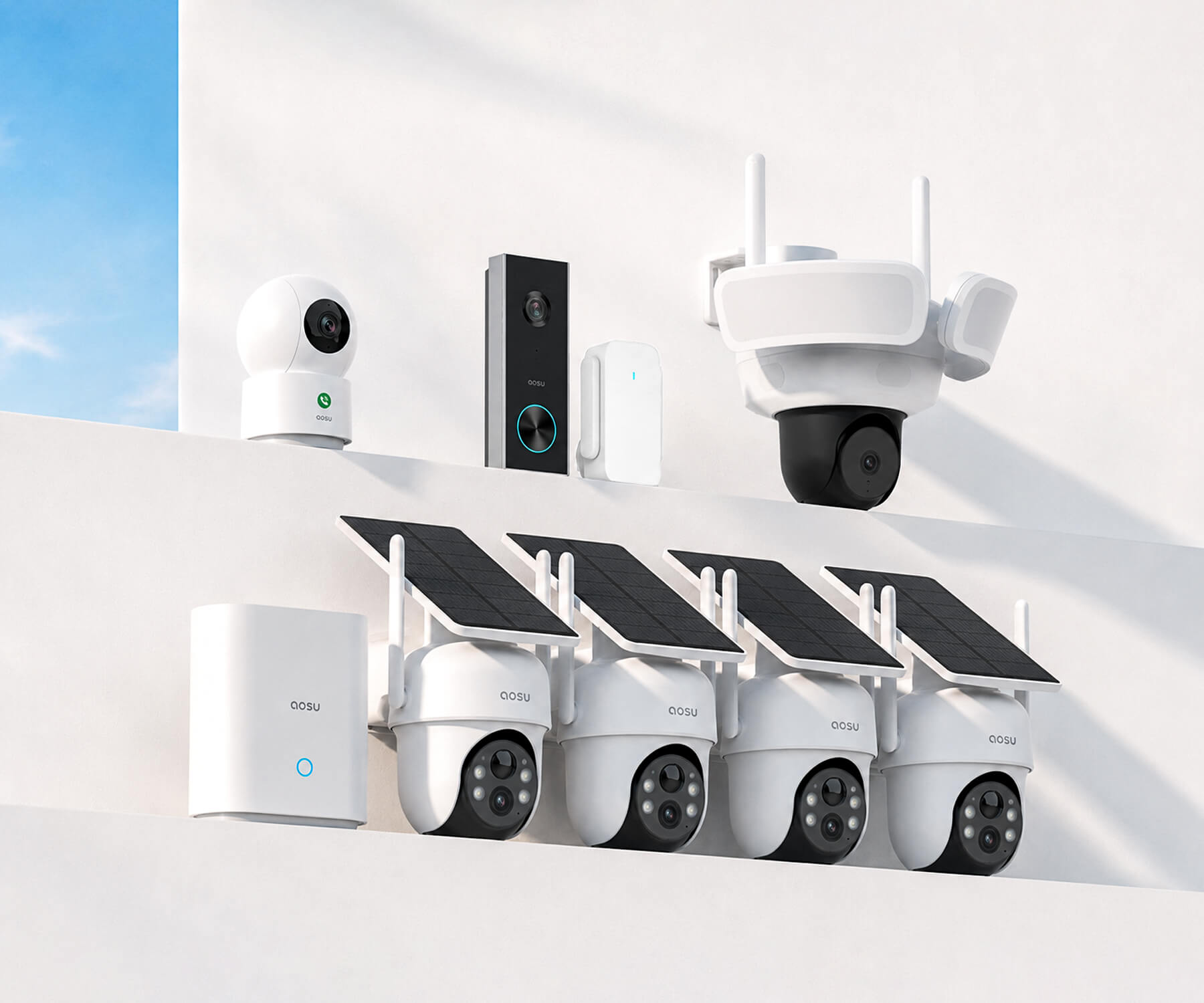 SolarCam D1 Classic Kit + Video Doorbell Pro + Floodlight Cam Pro + IndoorCam P1 Pro