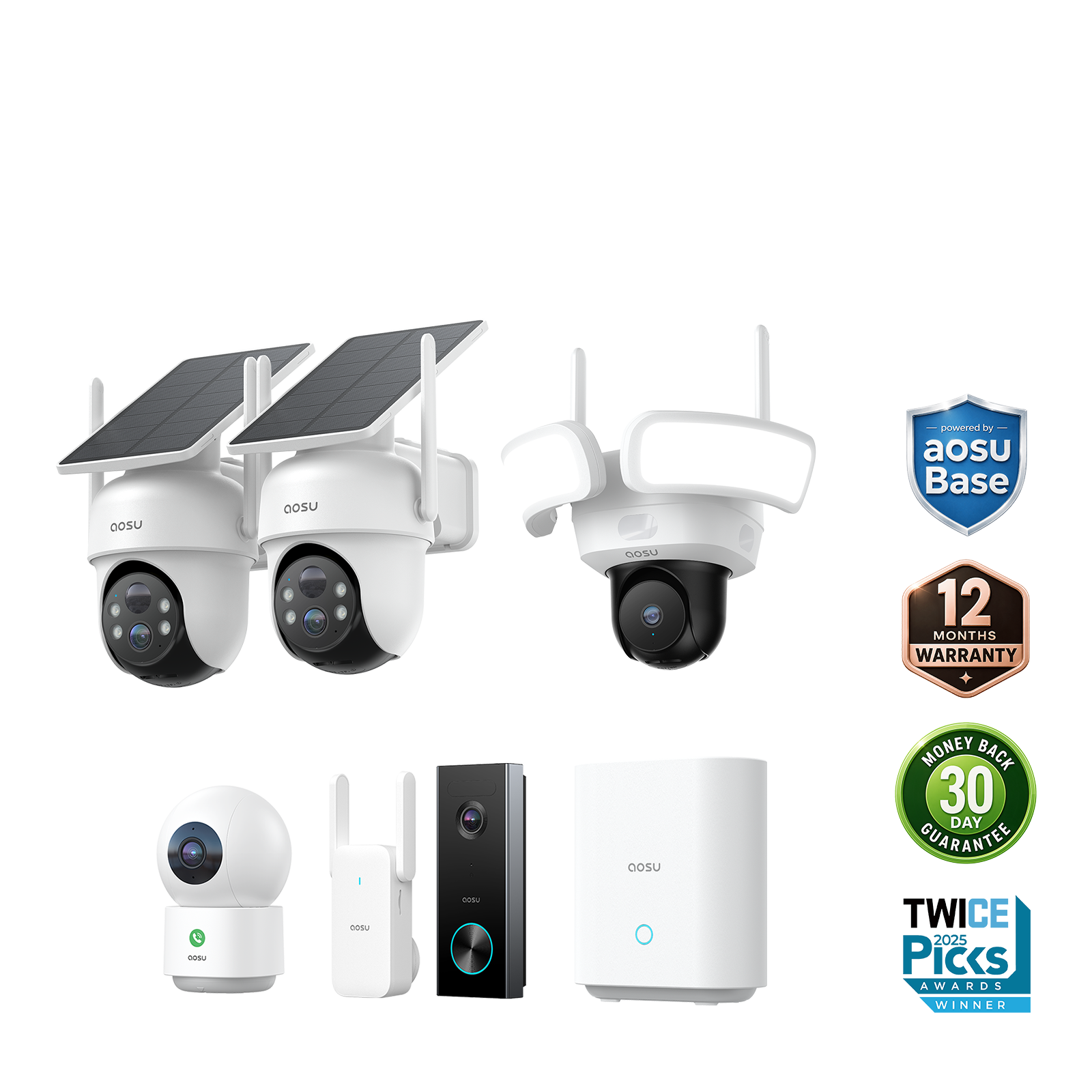 SolarCam D1 Classic Kit + Video Doorbell Pro + Floodlight Cam Pro + IndoorCam P1 Pro