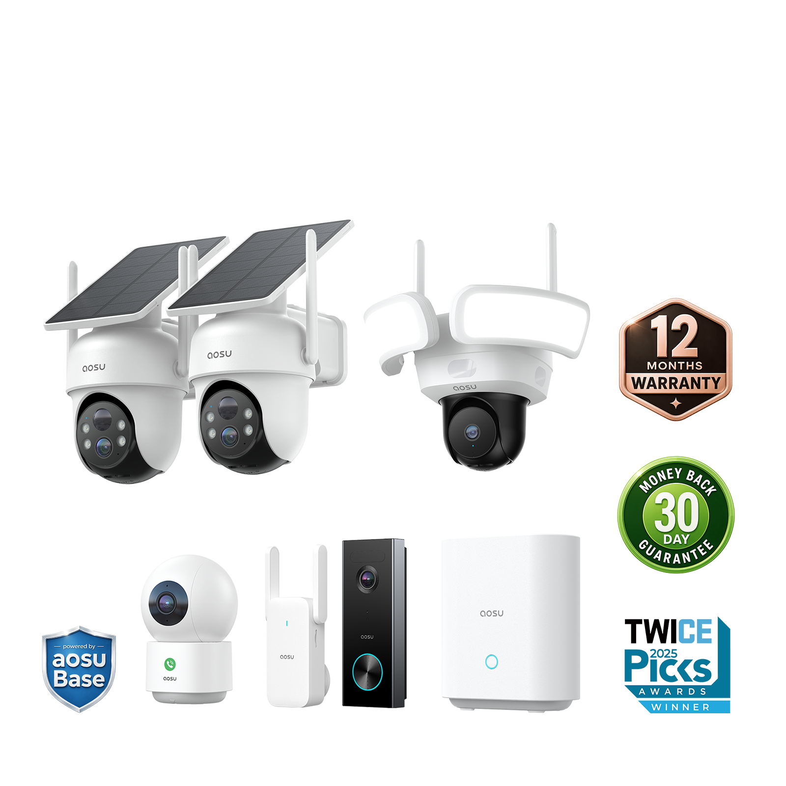 SolarCam D1 Classic Kit + Video Doorbell Pro + Floodlight Cam Pro + IndoorCam P1 Pro