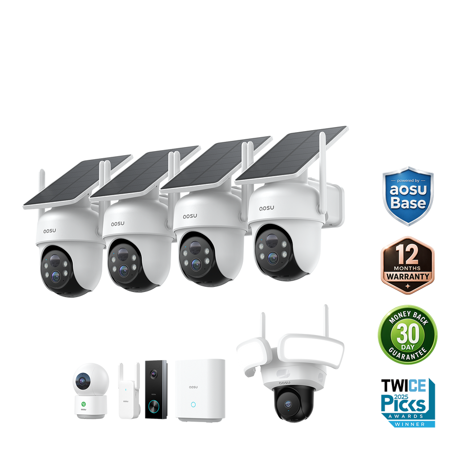 SolarCam D1 Classic Kit + Video Doorbell Pro + Floodlight Cam Pro + IndoorCam P1 Pro