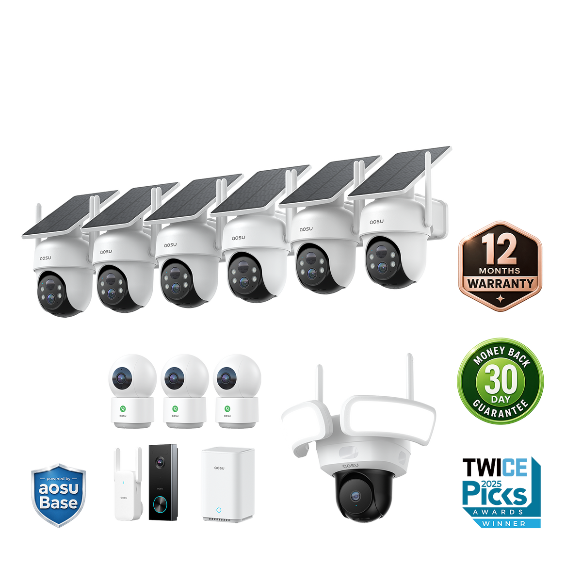SolarCam D1 Classic (6-Cam) + Video Doorbell Pro + Floodlight Cam Pro