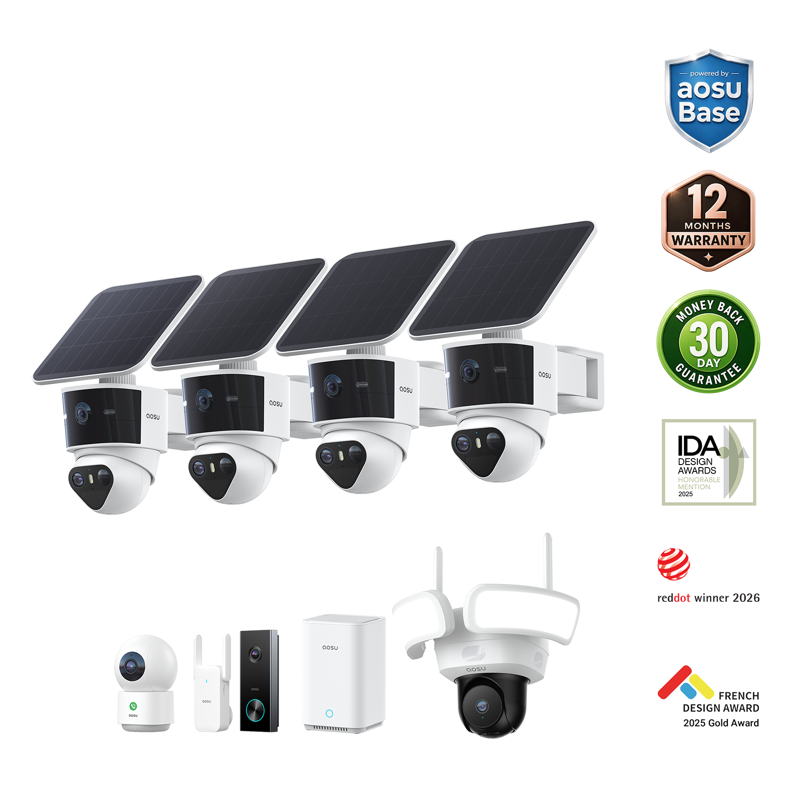 aosu T2 Pro + Video Doorbell Pro + Floodlight Cam Pro + IndoorCam P1 Pro