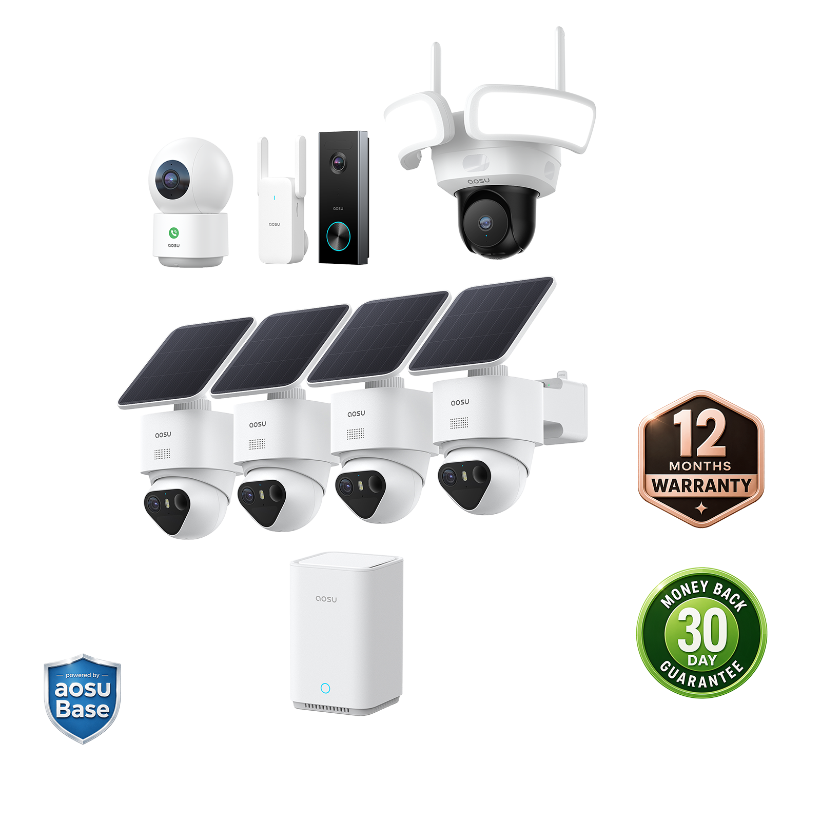aosu T2 Ultra + Video Doorbell Pro + Floodlight Cam Pro + IndoorCam P1 Pro