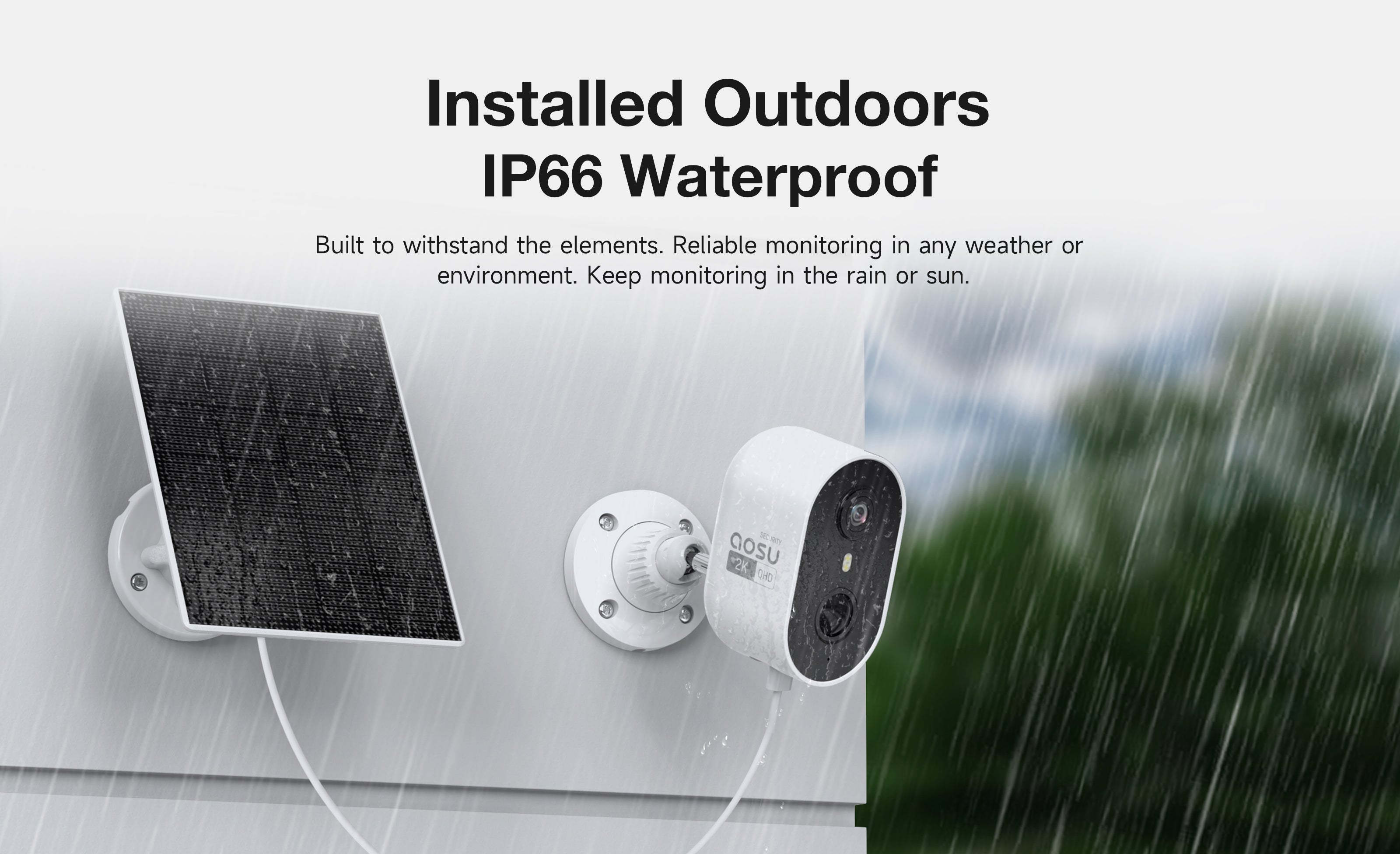 security camera for outdoor use, features IP66 waterproof