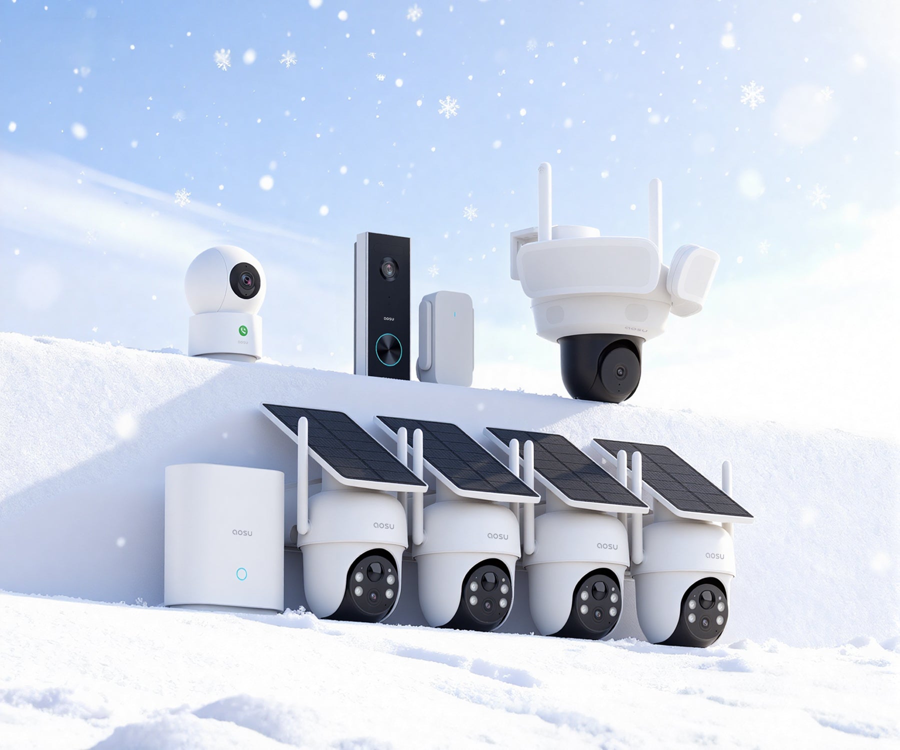 SolarCam D1 Classic Kit + Video Doorbell Pro + Floodlight Cam Pro + IndoorCam P1 Pro